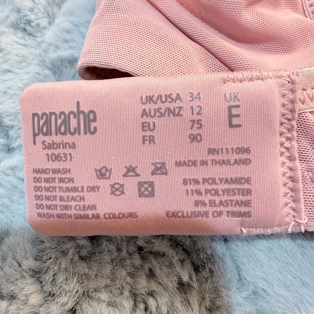 Panache Sabrina High Apex Balconette Underwire Lace Bra Dusty Pink Size 34E NWOT - Picture 7 of 8